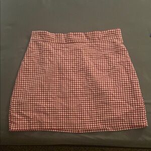 SHEIN Red and White Gingham Mini Skirt Casual Resort Wear